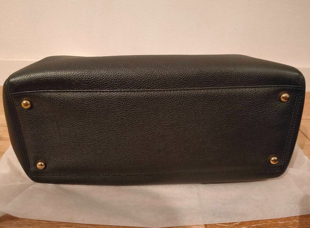 Sac fourre-tout exécutif d'occasion en cuir caviar noir CHANEL petit authentique